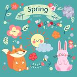 春日动物欢乐插画