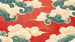 中式云纹 红底上的灵动图案