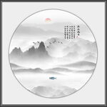 圆形水墨画