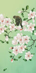 新中式玉兰工笔花鸟玄关装饰画