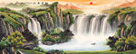 壮丽山水瀑布景观图