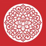 传统红色精美圆形剪纸图案