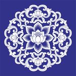 中式蓝底白色莲花花纹图案