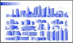 山东淄博城市地标建筑剪影线稿