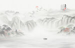 国画水墨山水风景画