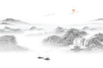 中式山水屏风画