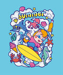 夏日冲浪插画