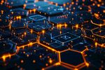 科技感六边形电路发光图案