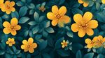黄色小花绿叶背景图案