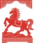红色剪纸骏马造型艺术