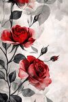 红玫瑰水彩花卉艺术插画