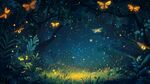 梦幻夏夜森林中的萤蝶飞舞