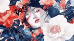 梦幻花丛中的沉睡女子