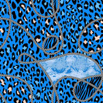 蓝色豹纹拼接创意图案