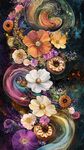 梦幻花卉漩涡艺术插画