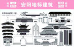 安阳地标建筑线稿素材