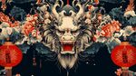 中式瑞兽麒麟花卉贺岁图