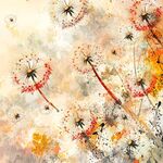 梦幻水彩蒲公英艺术画作