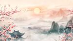 春日山水亭阁诗意画卷