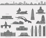 南宁地标建筑剪影图片