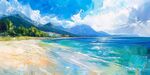 海边美丽风光绘画作品