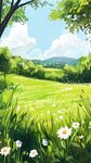 春日绿野雏菊田园风光图