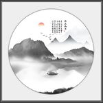 新中式山水背景墙