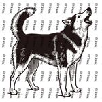 嚎叫的黑白狗图案