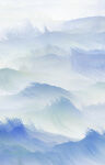 水彩绘就的梦幻层叠海浪