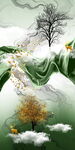 梦幻秋日山水风景玄关装饰画