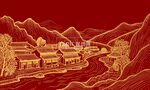 村子部落河流古风背景