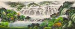 流水生财国画