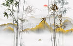水墨竹子山水画