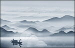 中国风意境水墨山水画