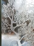 窗上绝美冰花树景图案