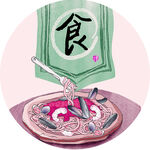 中式美食之食字拉面圆形装饰画