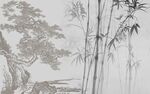 水墨竹林山水图