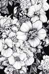 黑白花卉图案