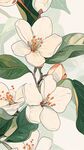 手绘白色花卉枝叶图