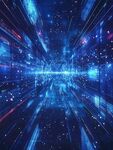 梦幻蓝色科技感空间隧道