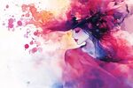 梦幻水彩风的优雅女性形象