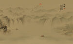 新中式国画山水背景墙壁纸壁画