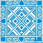 蓝白几何传统花纹图案