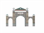 复古石拱门建筑模型