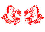 矢量剪纸风格马年图案