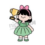 卡通可爱小女孩获奖奖杯