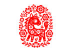 红色剪纸风生肖马图案