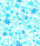 蓝白清新热带植物花纹图案