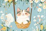 猫咪悠荡在烂漫花丛中