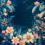梦幻花卉夜空背景图